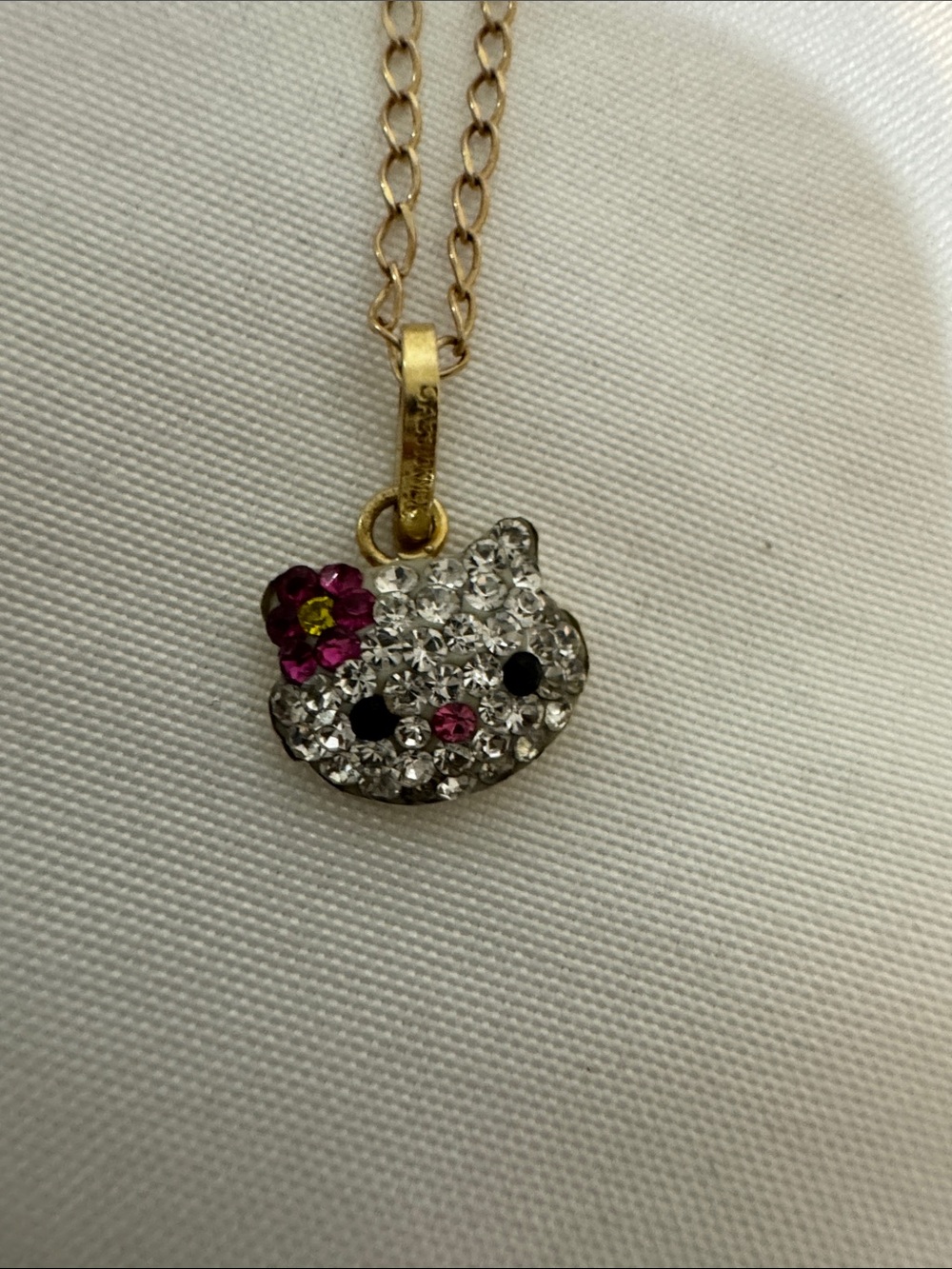 Gold-Tone Crystal Hello Kitty Pendant Necklace - Pink & Clear